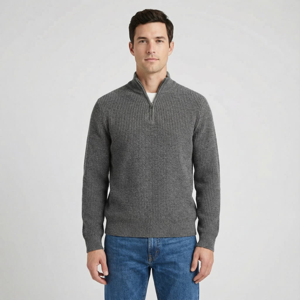Ribbed Knit Pullover for Men
