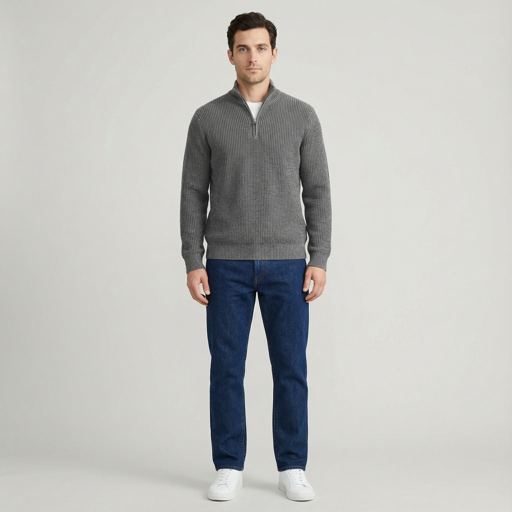 Ribbed Knit Pullover for Men